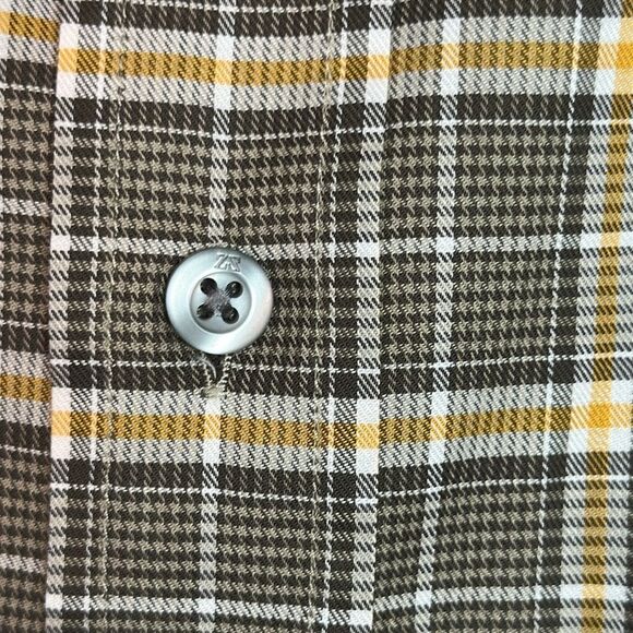 ZEGNA Sport Cotton Shirt Button Down Taupe Plaid Men’s size S - Picture 9 of 14